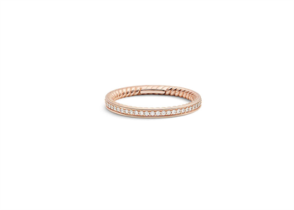 Rose Gold Plated CZ Studded Ladies Twisted Band Ring